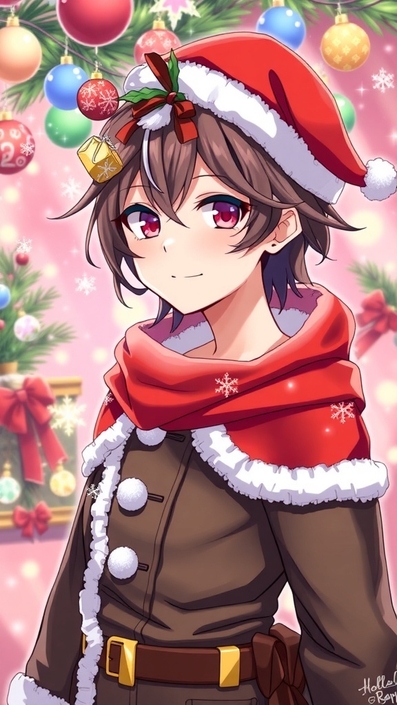 Zenitsu Agatsuma in a Christmas-themed profile picture with festive decorations.